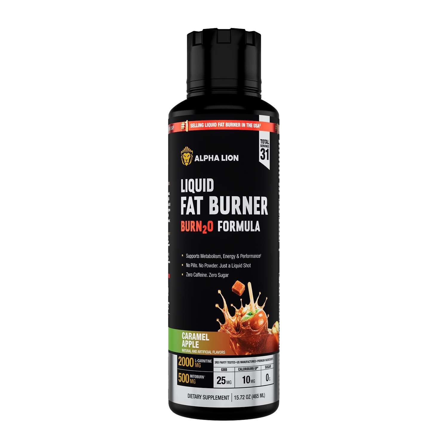 593766_Alpha_Lion_Burn20_Caramel_Apple_Front.jpg Alpha Lion Burn2o - Caramel Apple - 15 fl oz. (31 Servings) - Image 1