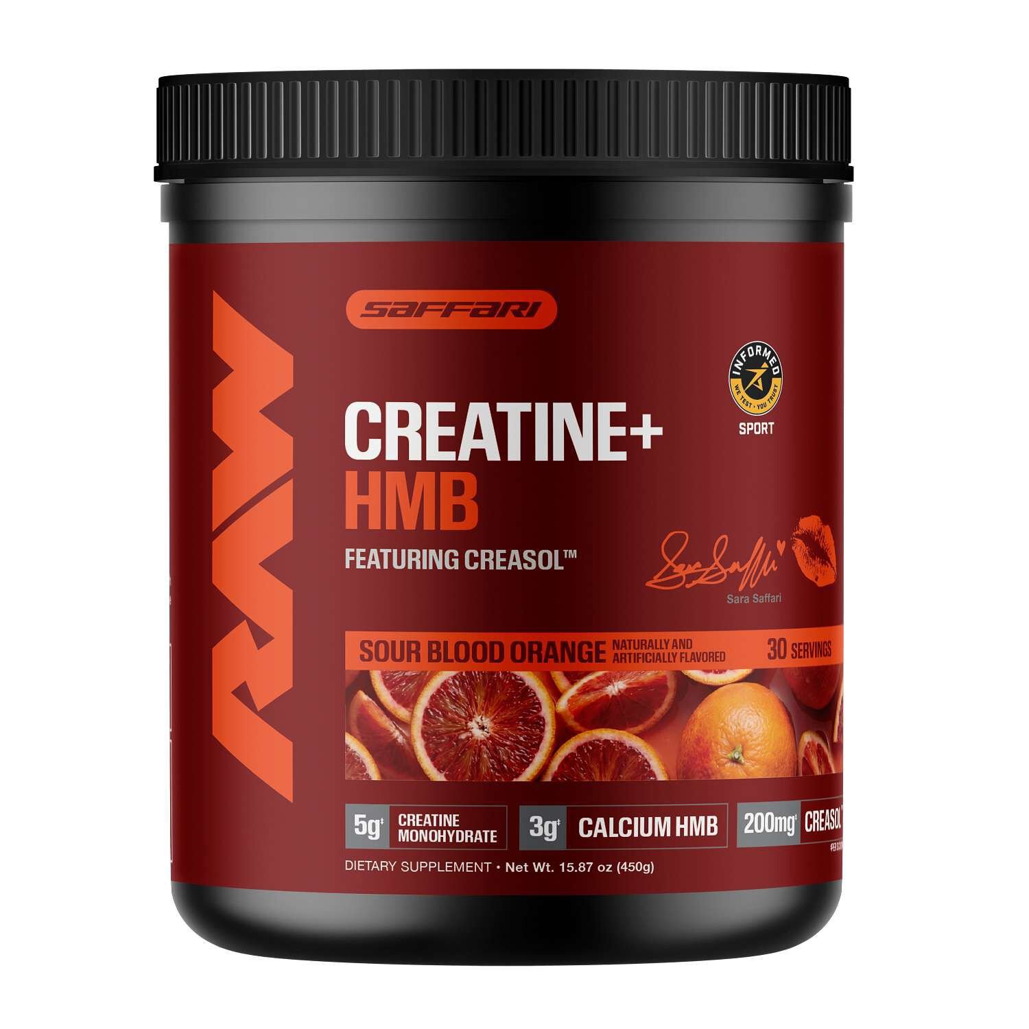 604897_RAW_Creatine_SourBloodOrange_Front.jpg Raw Nutrition Creatine+ HMB - Sour Blood Orange (30 Servings) - Image 1