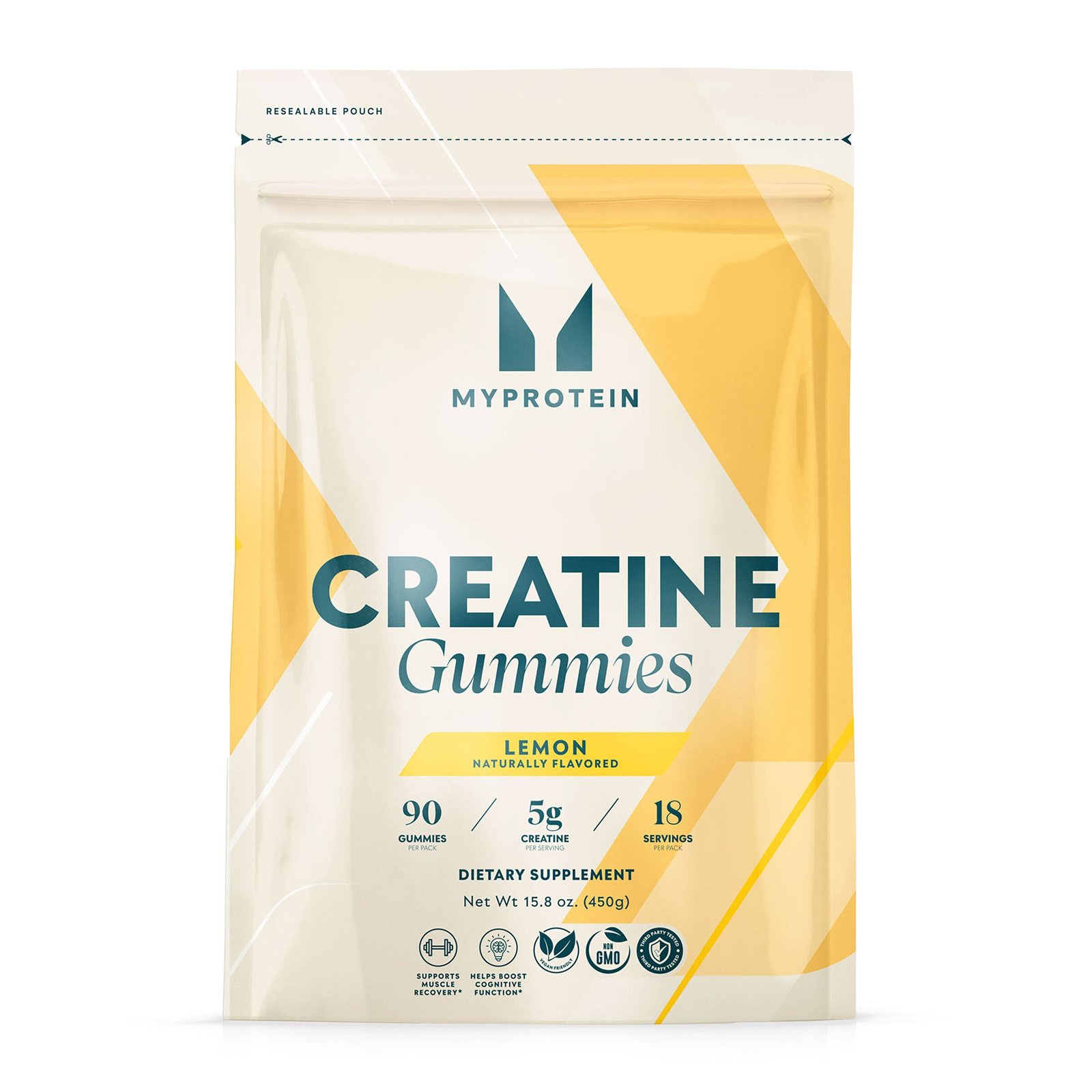 607330_MyProtein_CREATINE_GUMMY_LEMON_90ct_Front.jpg Myprotein Creatine Gummies - Lemon - 90 Gummies (18 Servings) - Image 1