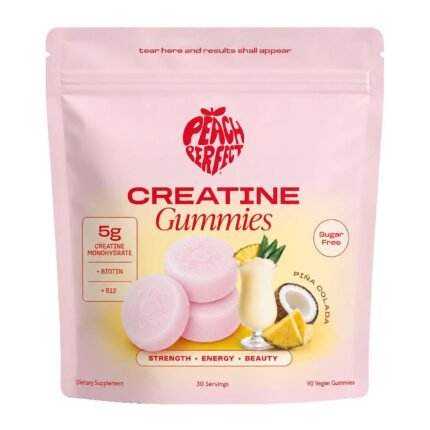 Peach Perfect Creatine Gummies - Piña Colada - 90 Vegan Gummies (30 Servings)