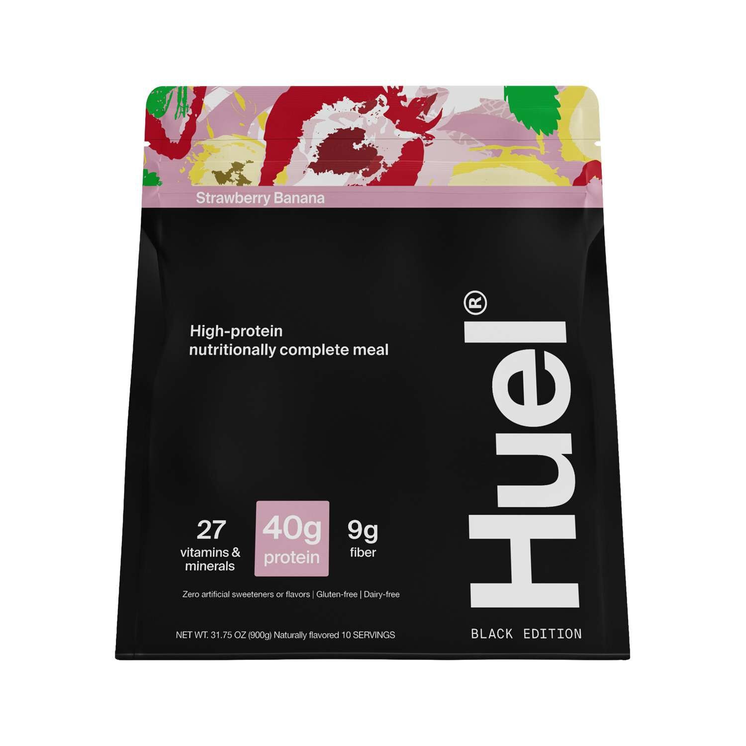 638945_HUEL_Black_Edition_Powder_Strawberry_Banana_FRONT.jpg Huel® Black Edition: High-Protein Meal Powder - Strawberry Banana (10 Servings) - Image 1