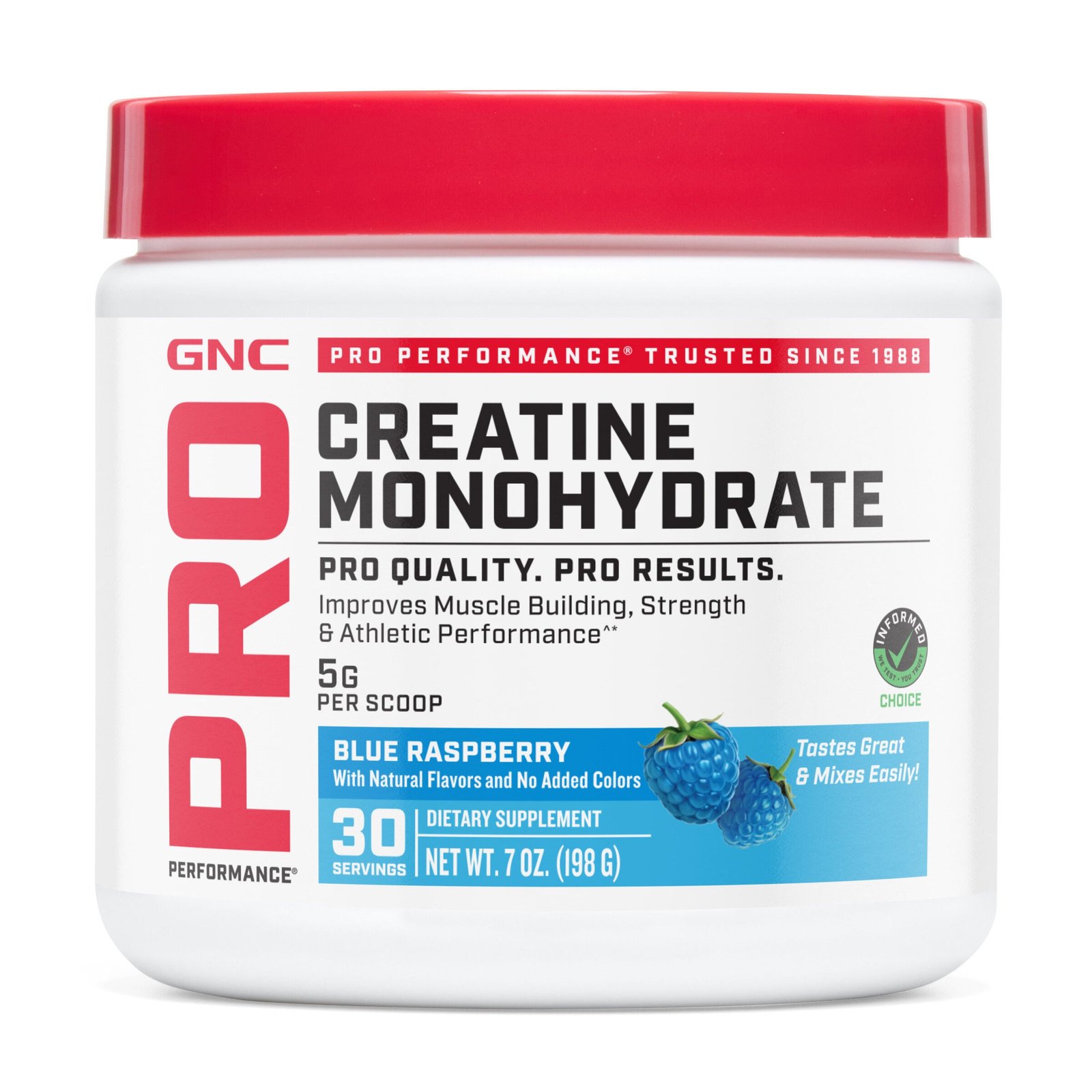 759045_GNC_Pro_Perfomance_Creatine_Blue_Raspberry_tub_Front.jpg GNC Pro Performance® Creatine Monohydrate - Blue Raspberry (30 Servings) - Image 1