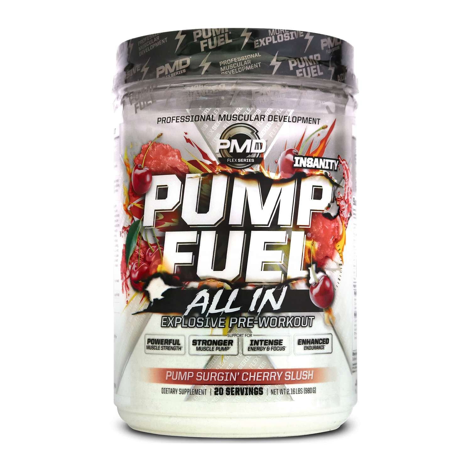 967146_PMD_Pump_Fuel_ALLIN_CherrySlush_Front.jpg PMD® Pump Fuel All In Pre-Workout - Pump Surgin' Cherry Slush (20 Servings) - Image 1