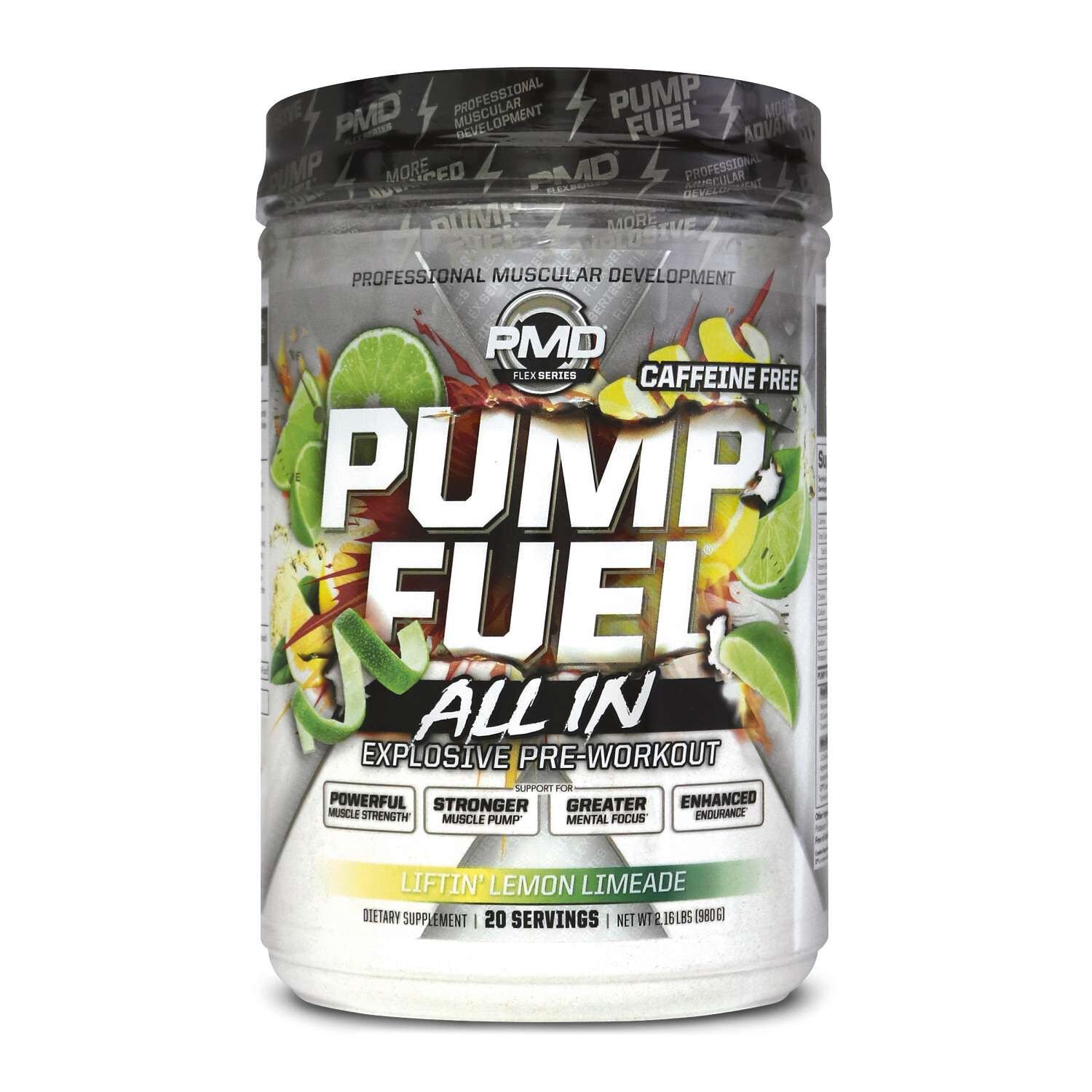 967171_PMD_PumpFuelALLIN_LemonLimeade_Front.jpg PMD® Pump Fuel All In Caffeine Free - Liftin' Lemon Limeade - 20 Servings - Image 1
