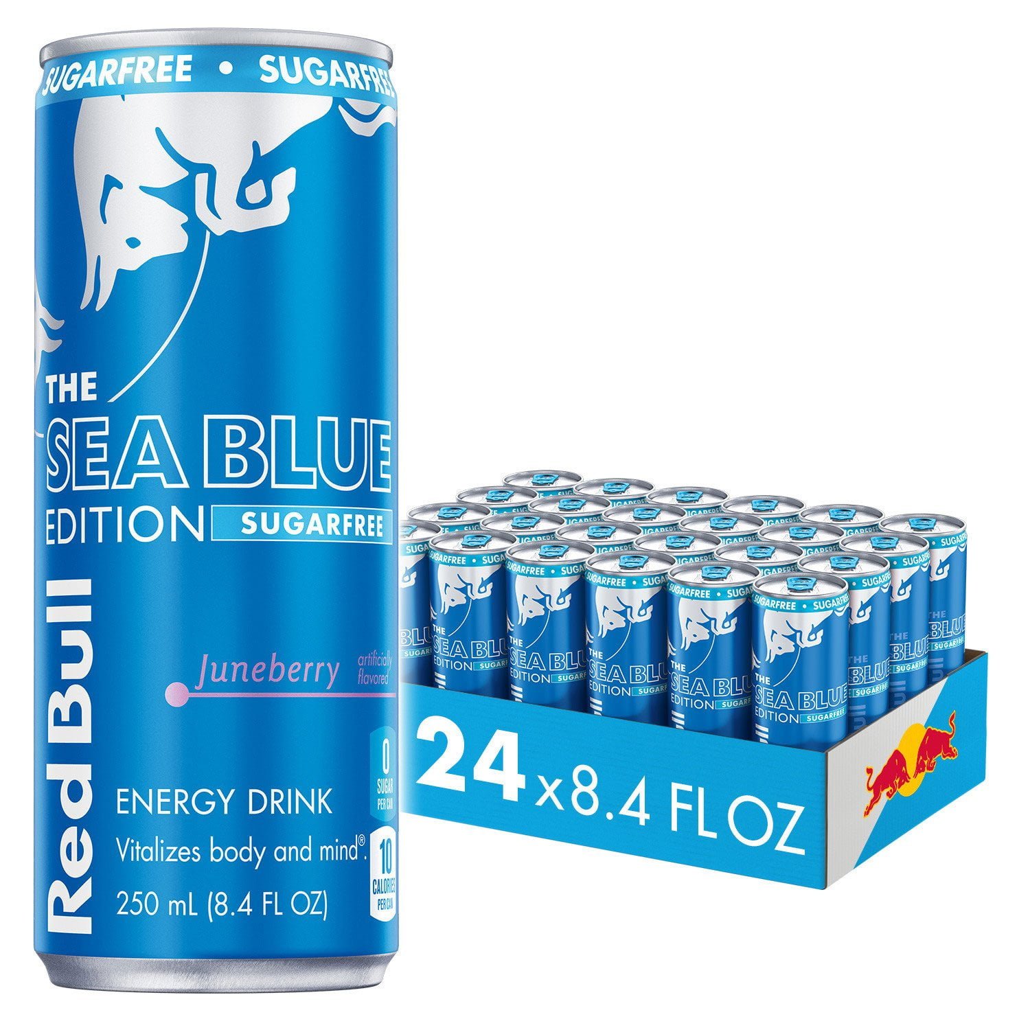bc7591a7-f1b9-46d9-ae96-8de5539b04a9.f5a42a4458bd4e898dfcef8d72bba05a.jpeg Red Bull Sugar Free Sea Blue Edition 8.4 fl. oz., 24 pk. - Image 1