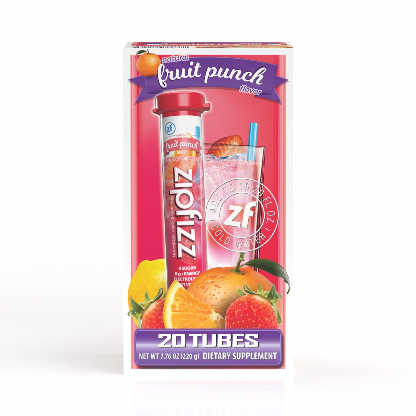 Zipfizz Fruit Punch drink-mix multipack product photograph